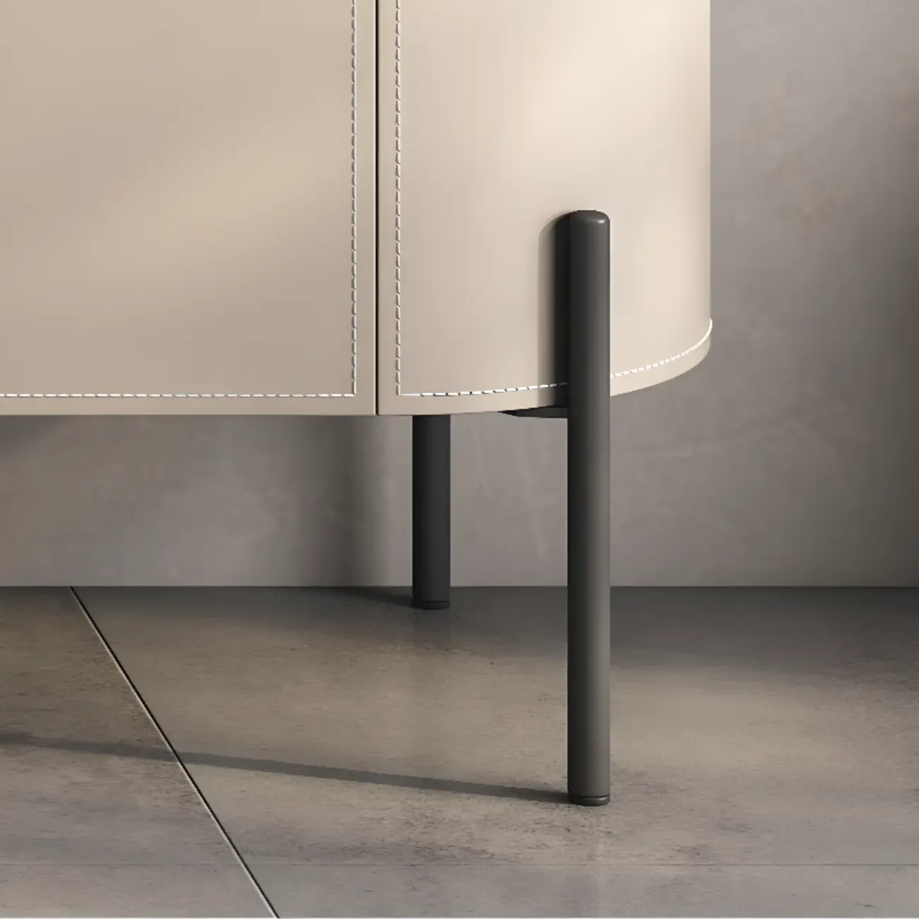 Modern Beige Stone Accent Cabinet with 4 Straight Legs