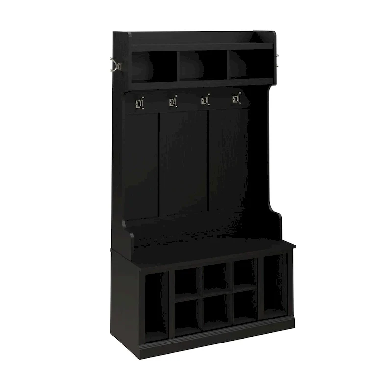 40W Hall Tree and Shoe Bench with Shelves