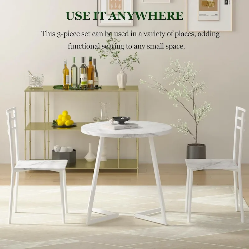 Javlergo 31.5 Round Dining Table Modern Leisure Table with Metal Leg