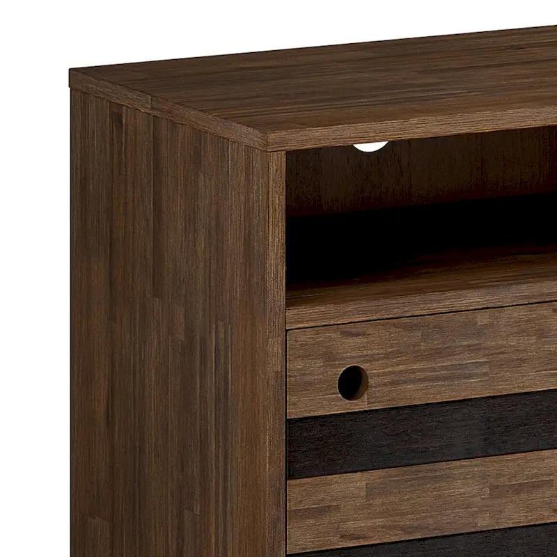 Wyndenhall Wright SOLID ACACIA WOOD 54 inch Wide Mid Century Design TV Media Stand in Rustic Natural Aged Brown