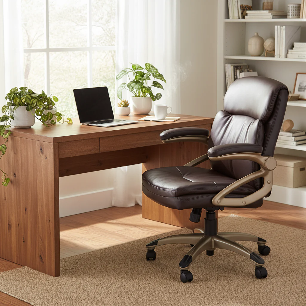 Excutive Low Back Espresso Bonded Leather Chair