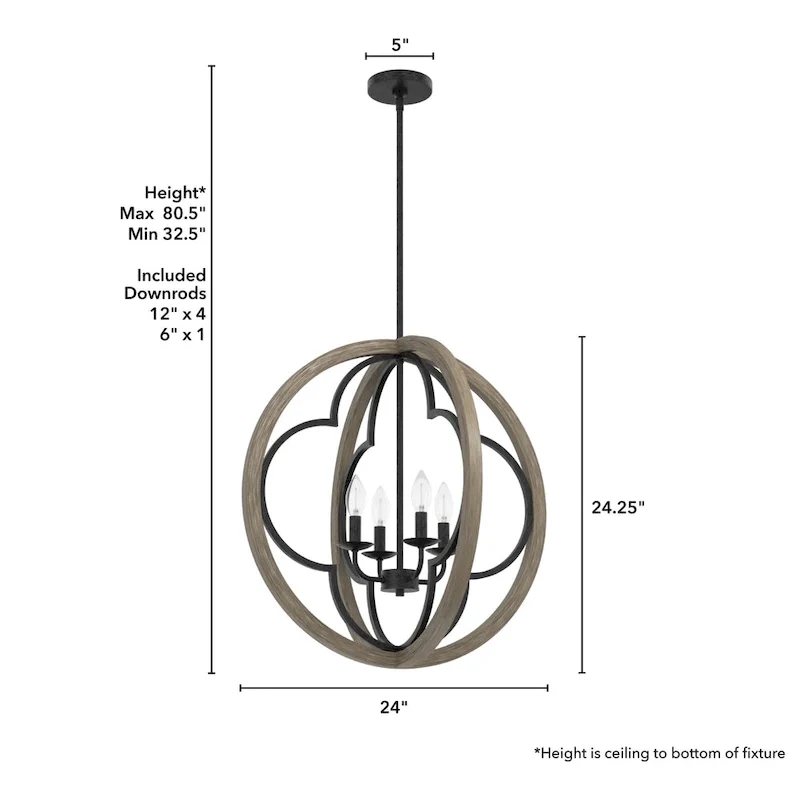 Hunter 24  Gablecrest 4-Light Pendant - Kitchen Island, Dining Room, Entry - Farmhouse, Transitional, French Country, Distressed