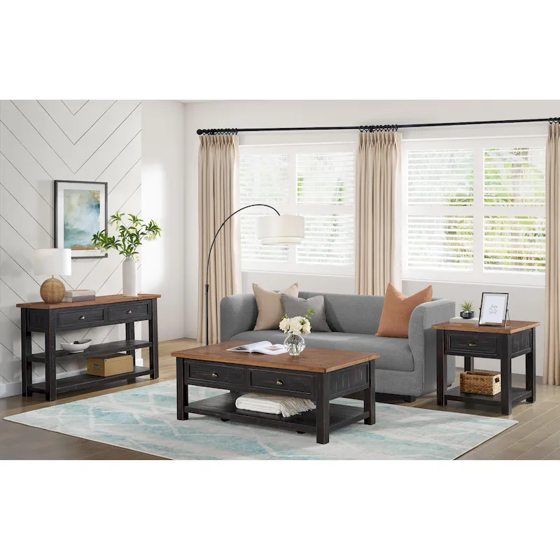The Gray Barn Downington Solid Wood 2-Drawer Coffee Table