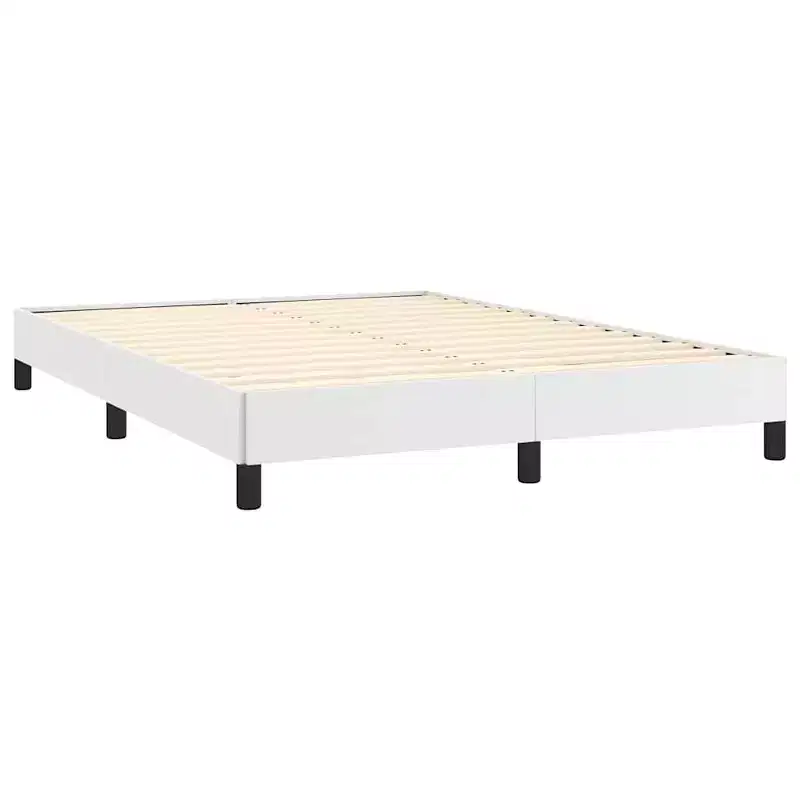 Bed Frame White Faux leather, Plywood, Engineered wood Full