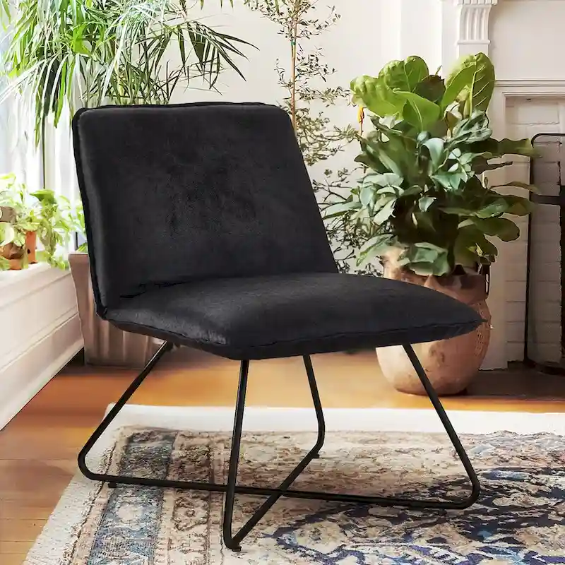 LUE BONA Mid Century Faux Leather Accent Chair With Adjustable Backrest - 31.5 H X 22.2 W X 23.6 D