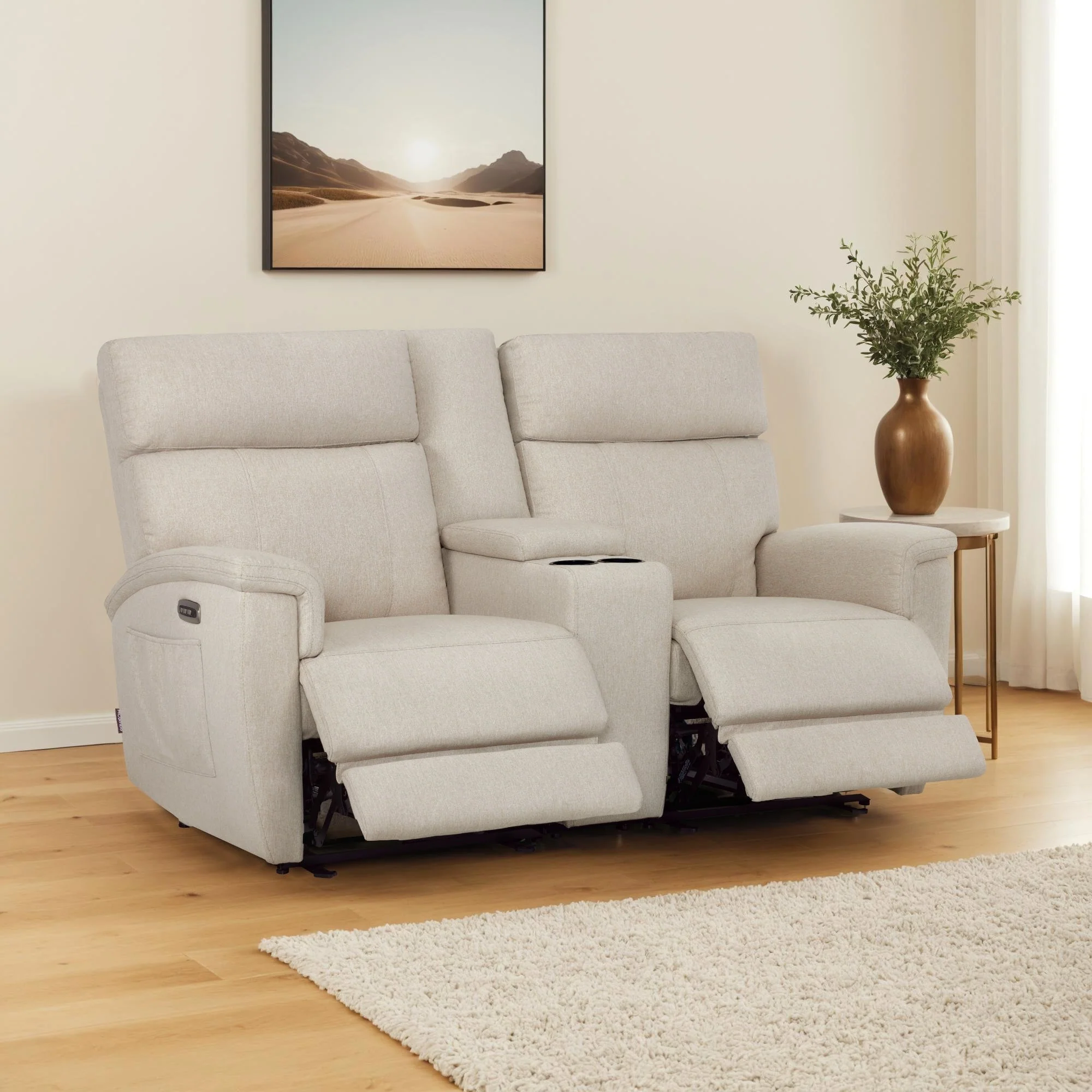 MCombo 60.2 Power Loveseat Recliner Sofa with Massage and Dual Heating, Adjustable Headrest, USB & Type C Port, Fabric