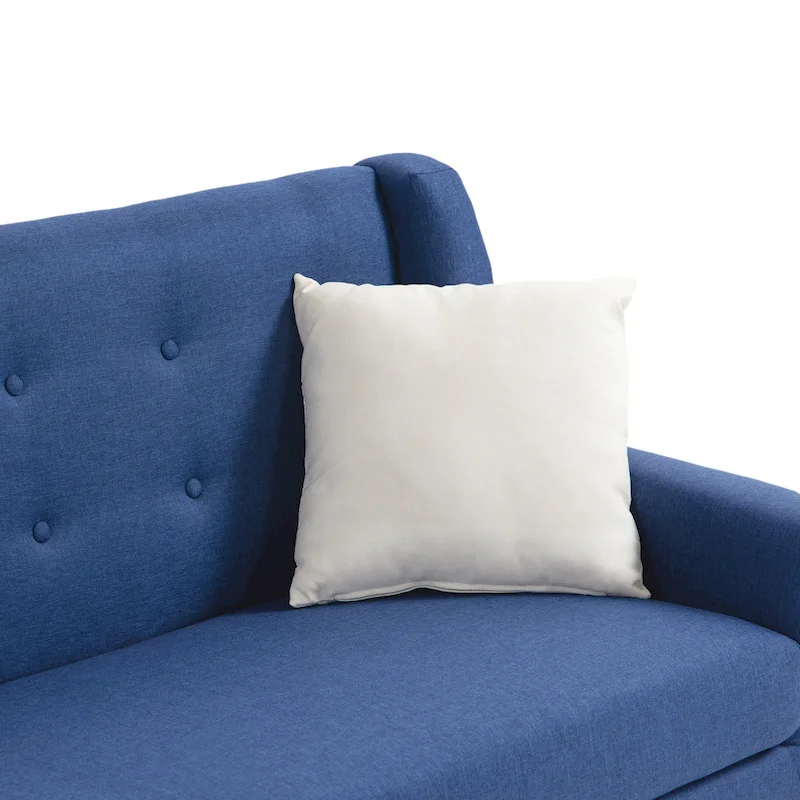 Modern Curved 63  Button Tufted Upholstered Loveseat with 2 Pillows