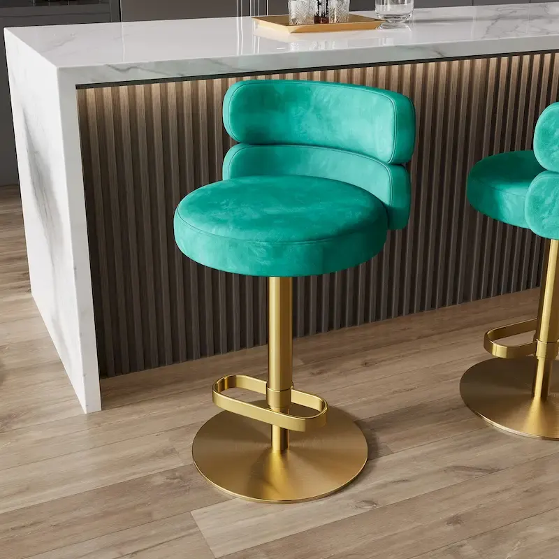 Velvet Counter Bar stool with Height Adjustable and Swivel