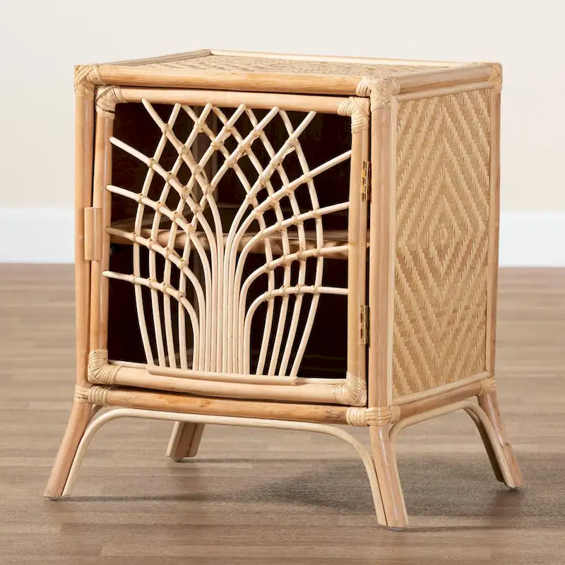 Danna Modern Bohemian Natural Brown Rattan Nightstand
