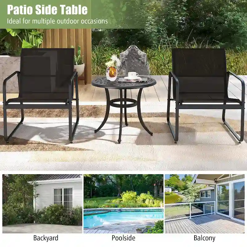 Costway 24  Patio Side Table with Adjustable Footpads Round Cast - See Details