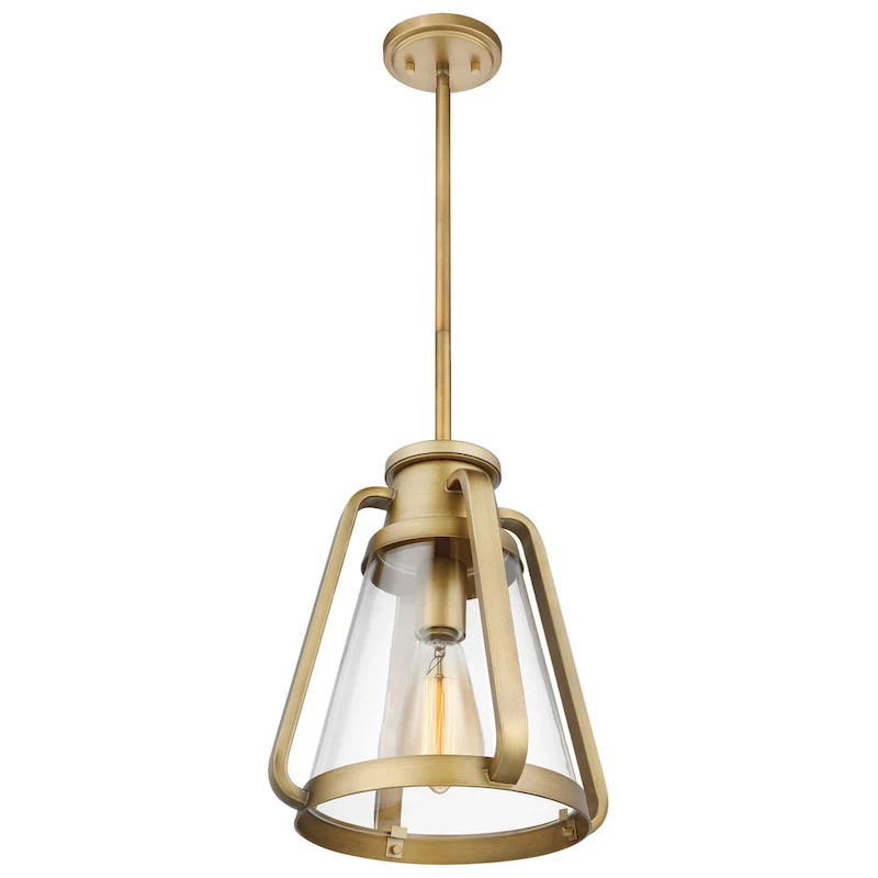 Everett 1 Light 10 Inch Pendant Natural Brass with Clear Glass - Natural Brass