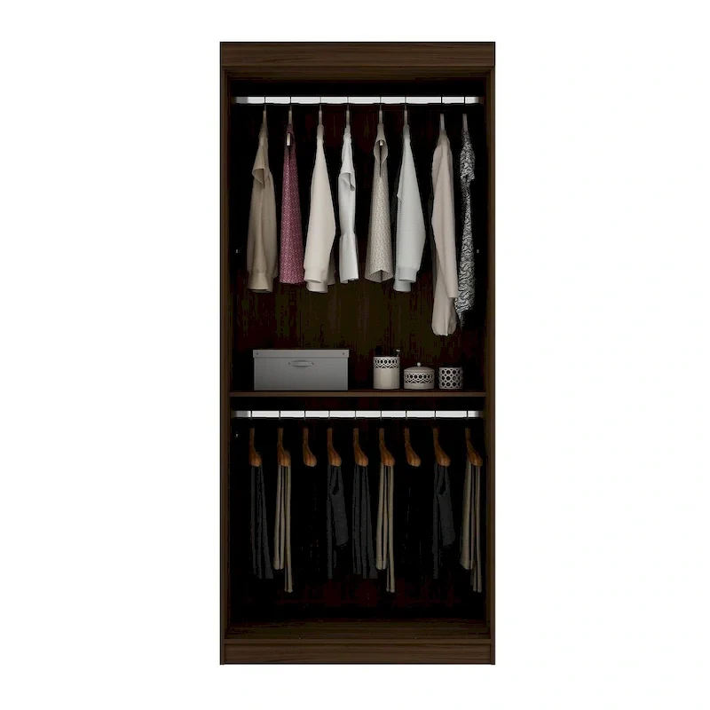 35.9 Open Double Hanging Modern Wardrobe Closet with 2 Hanging Rods
