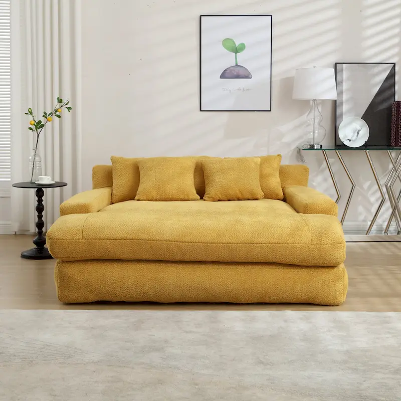 Chenille 2 seater lazy sofa With 5 back pillows