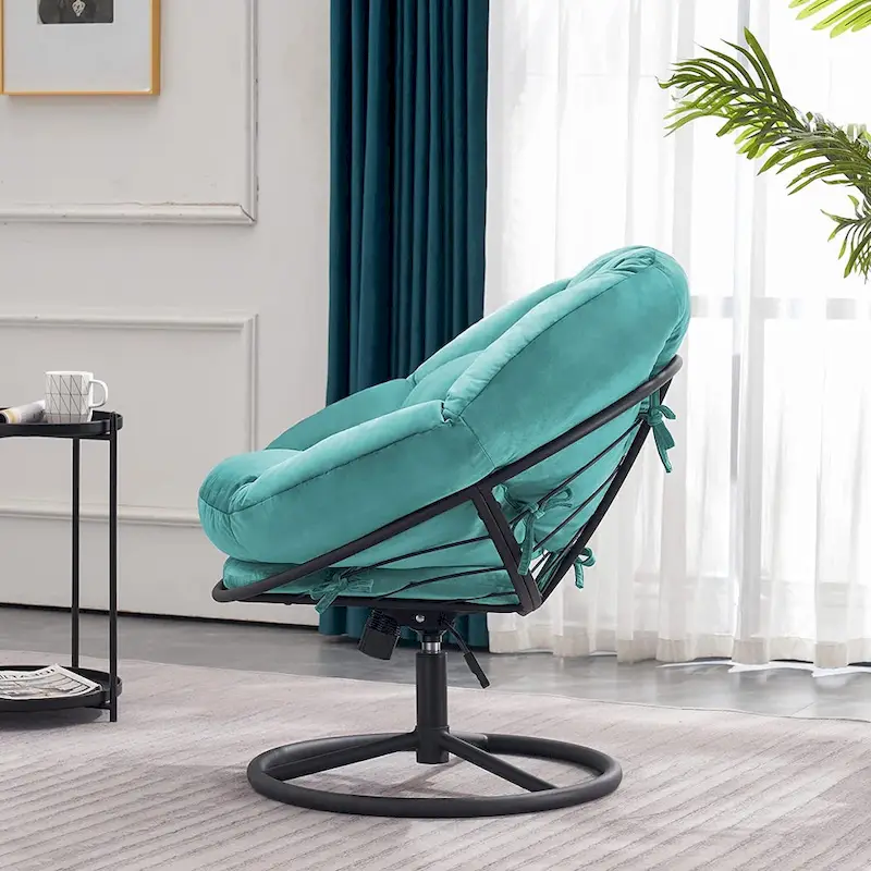 MCombo Gas Lift Swivel Papasan Chair with Height Adjustment, Velvet HQ405