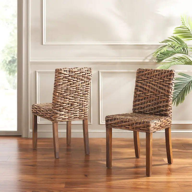 SAFAVIEH Luana Dining Unfinished Natural Wicker Dining Chair (Set of 2) - 19 x 22.5 x 34.5 - 19W x 23D x 35H
