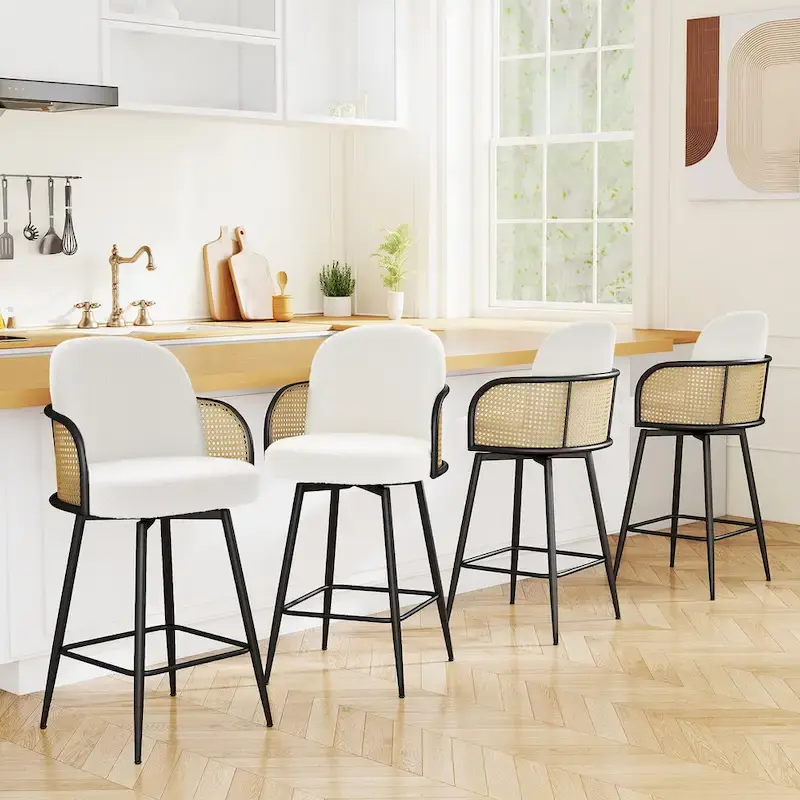 26-Inch Fabric Upholstered Swivel Counter Height Bar Stools - 38.2 H x 21.5 W x 23.2 D