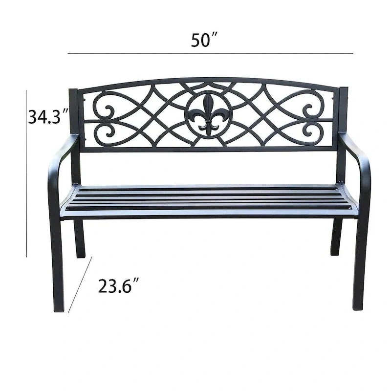 Lotus Home Metal Garden Bench - 50  W x 23.6  D x 34.3  H