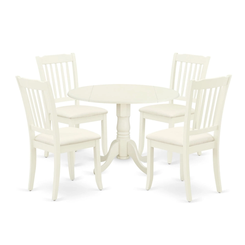 East West Furniture Dining Set Includes a Dining Room Table and Linen Fabric Kitchen Chairs,(Finish & Pieces Options)
