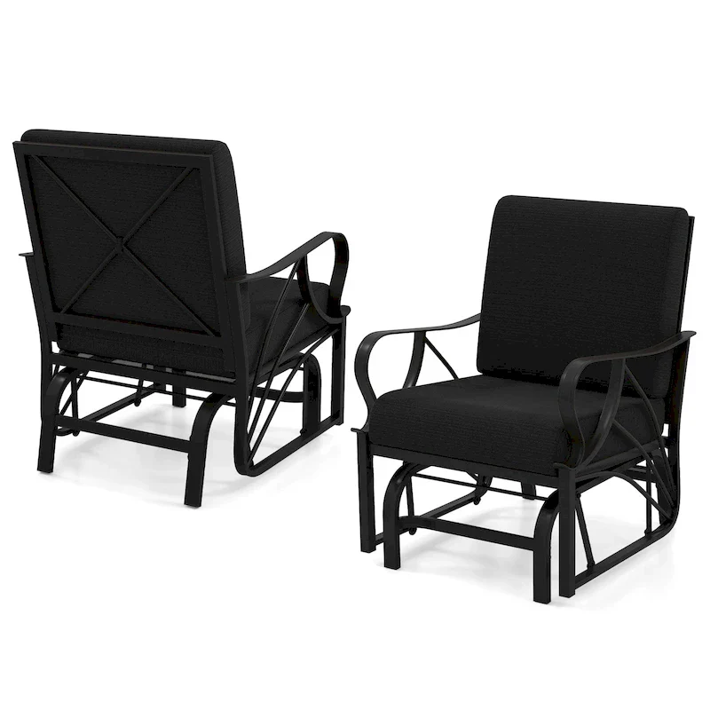 Gymax 2PCS Patio Glider Chair Single Outdoor Rocking Chair w/ Seat &