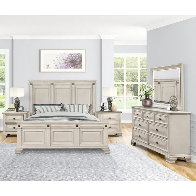 Renova Distressed Parchment Wood 5-piece Bedroom Set