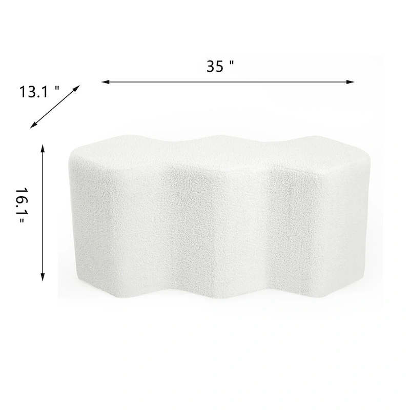 Adeco 35 Long Ottoman Bench Velvet Polygon Foot Stool