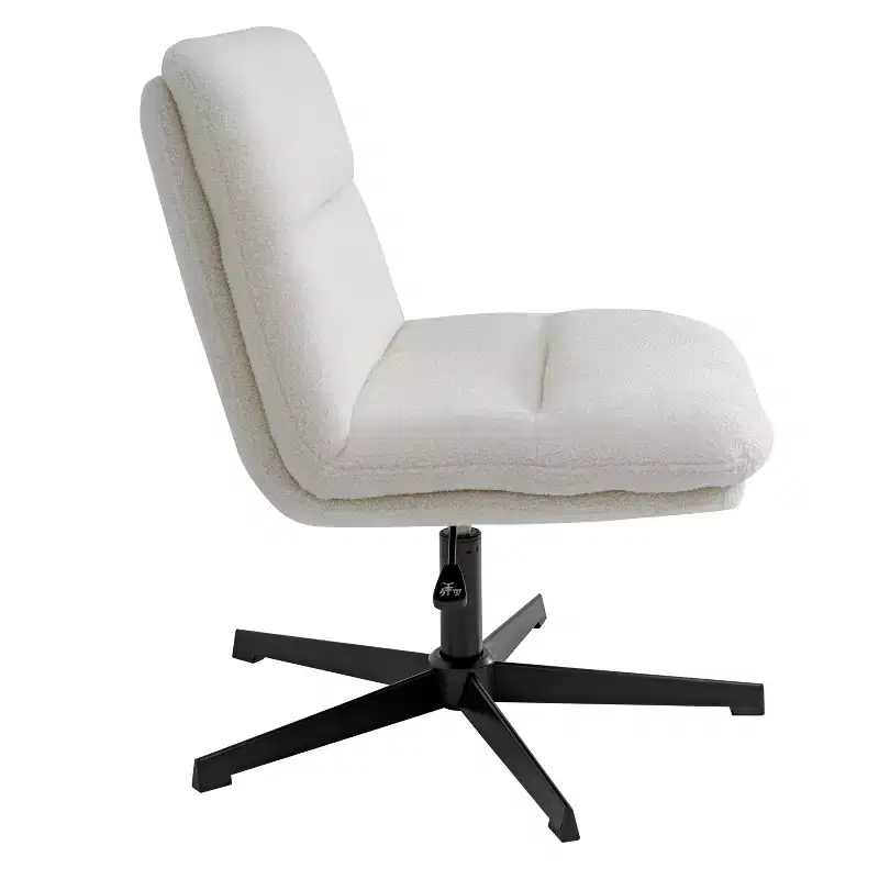 Merrick Lane Mid-Back Height-Adjustable Stationary Armless Swivel Office Chair - Padded Upholstered Wide Back and Seat, Strong Frame