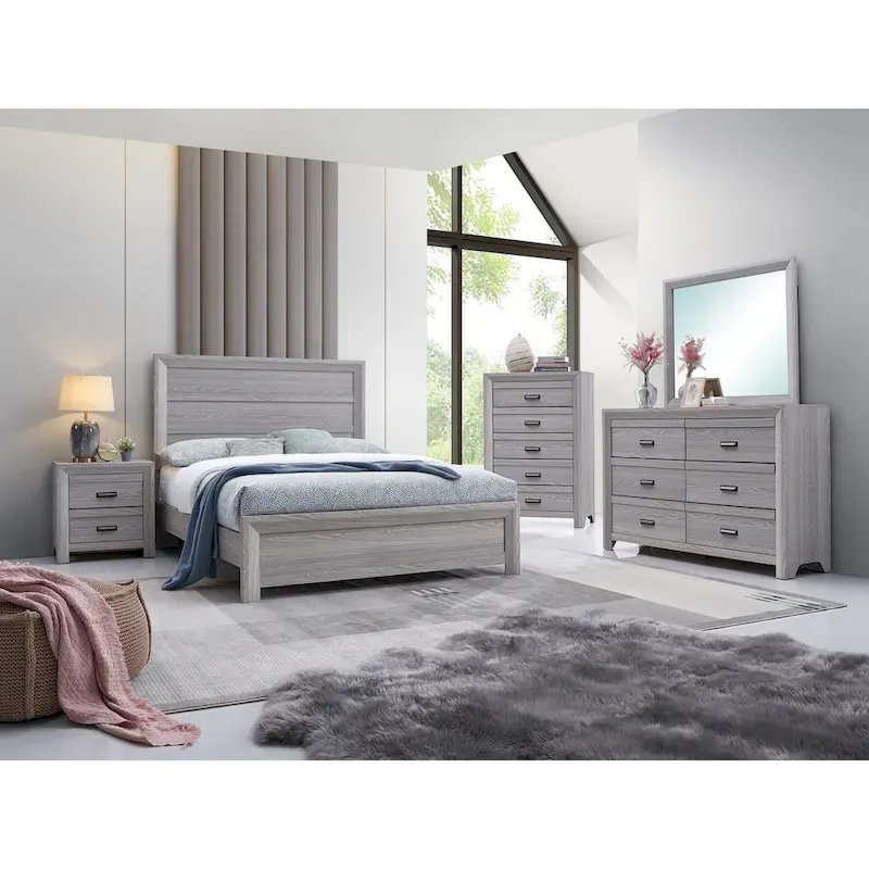 Essa 4 Piece Gray Panel Bedroom Set