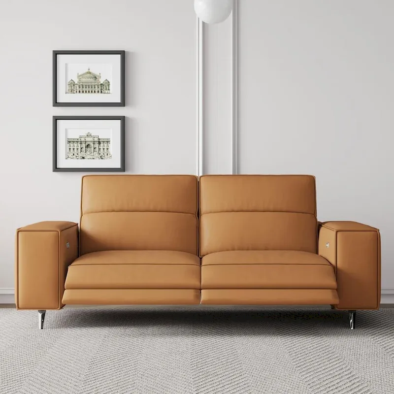 76.77  Modern Leather Recliner Sofa, Power Reclining, Adjustable, Ergonomic Design, Living Room Furniture