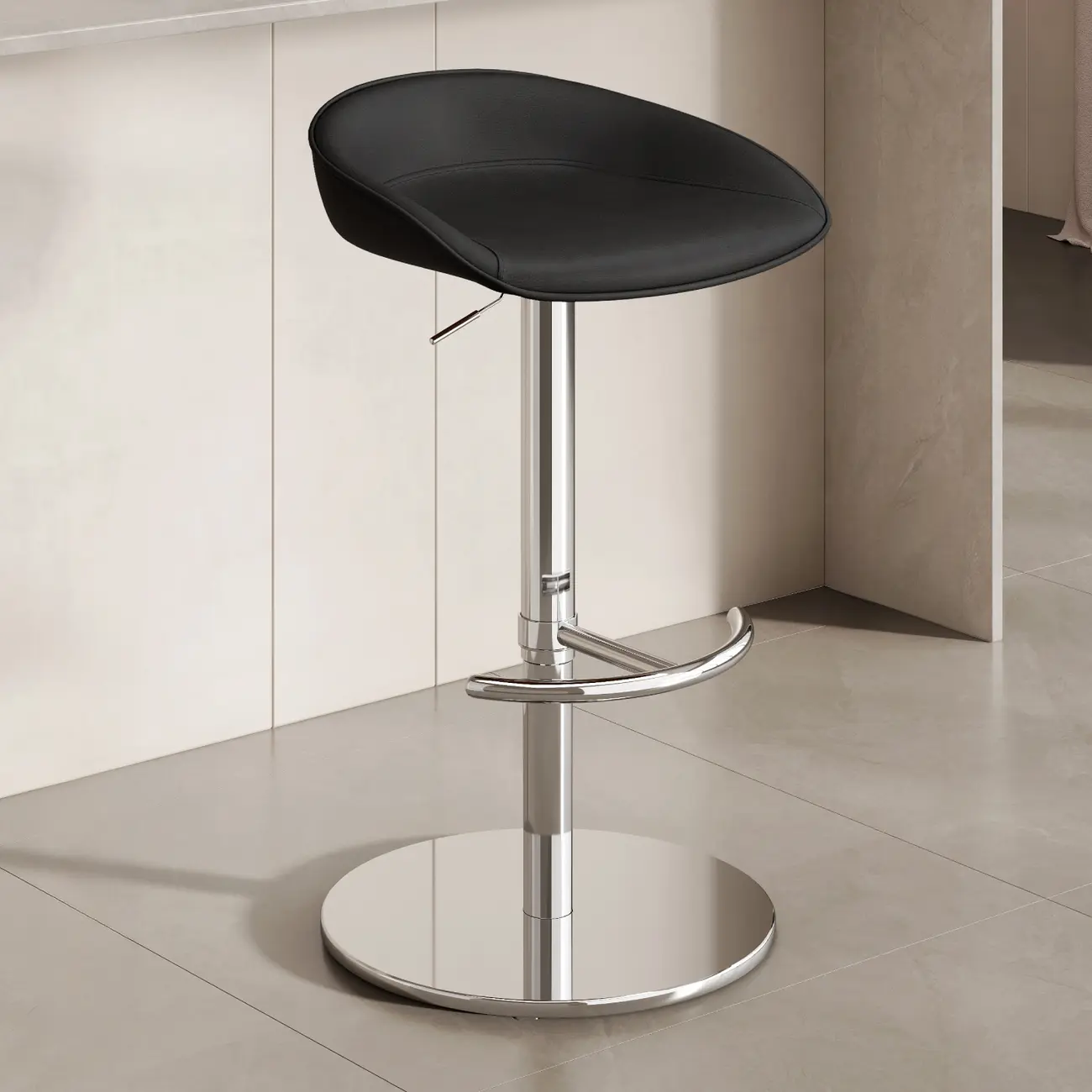 Industrial Modern Pedestal Leather Bar Stools