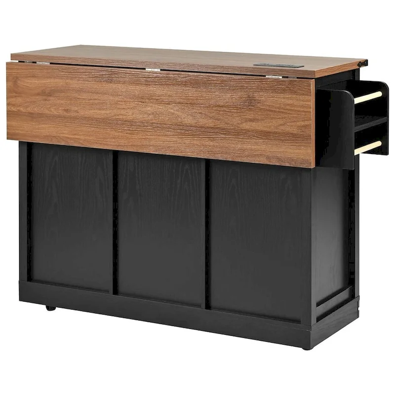 Farmhouse Kitchen Island Cart with Wheels, Power Outlet
