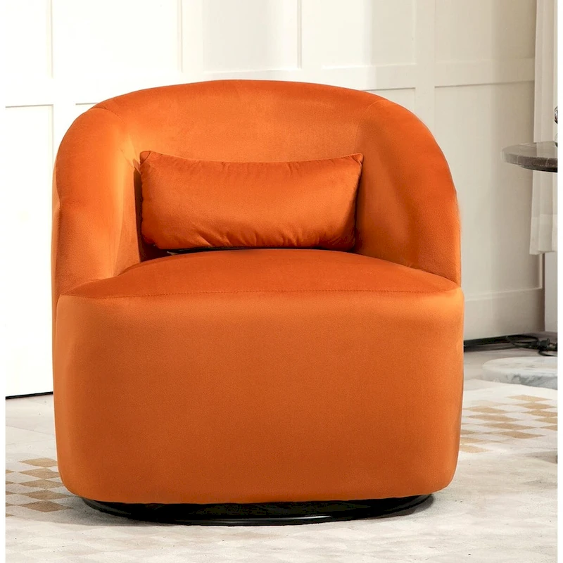 US Pride Furniture Accent Chair with Barrel-shaped Design and 360 Degree Swivel Feature