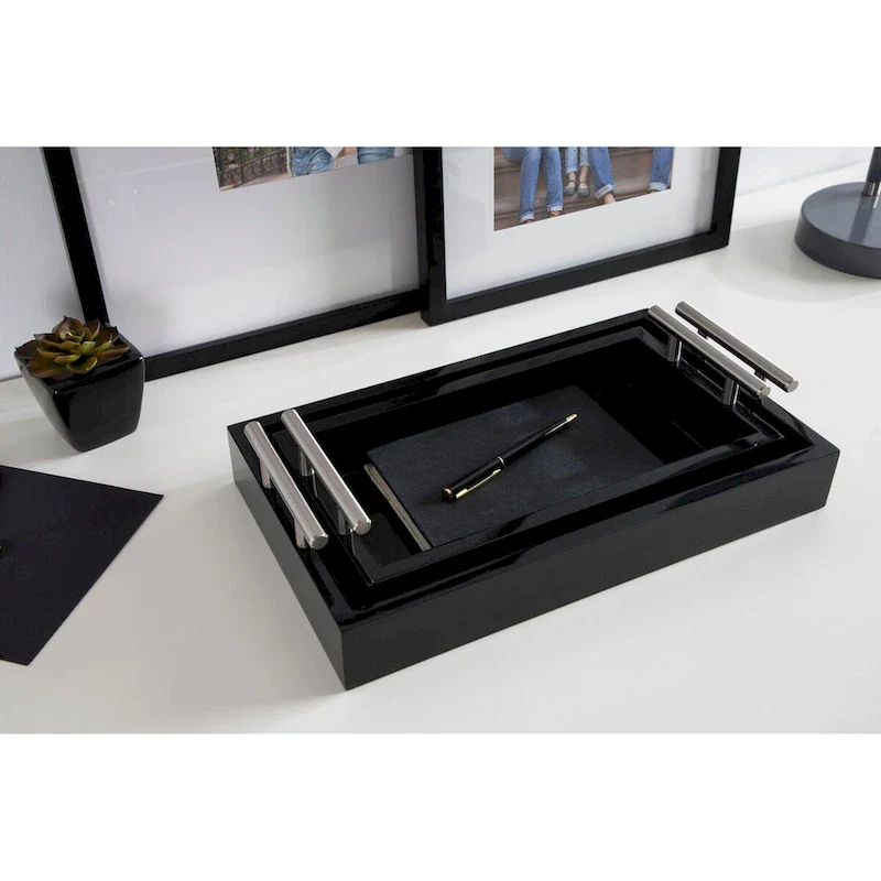 Kate and Laurel Lipton Rectangle Wood Tray Set - 2 Piece