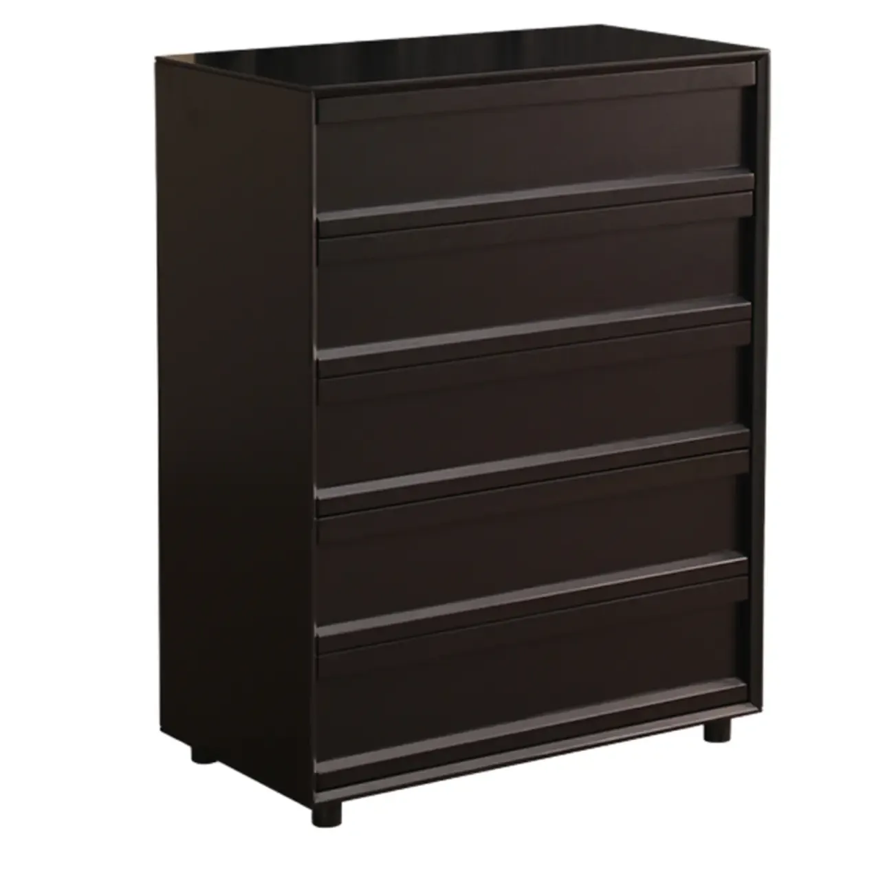 Industrial Wood Dresser with Drawers and Smooth Metal Rail