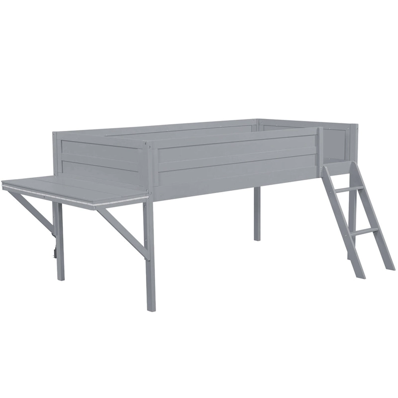 Twin Wood Gaming Loft Bed with LED Desk