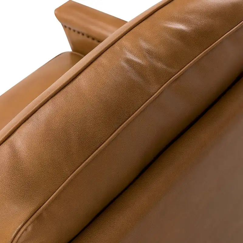 Rita Classic Genuine Leather Swivel Armchair With Nailhead Trims Set Of 2 By HULALA HOME