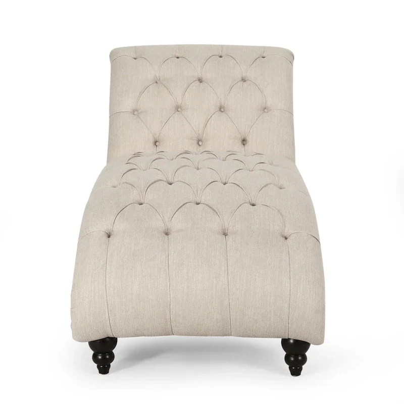 64.25 Button Tufted Chaise Lounge Chair with Birch Legs