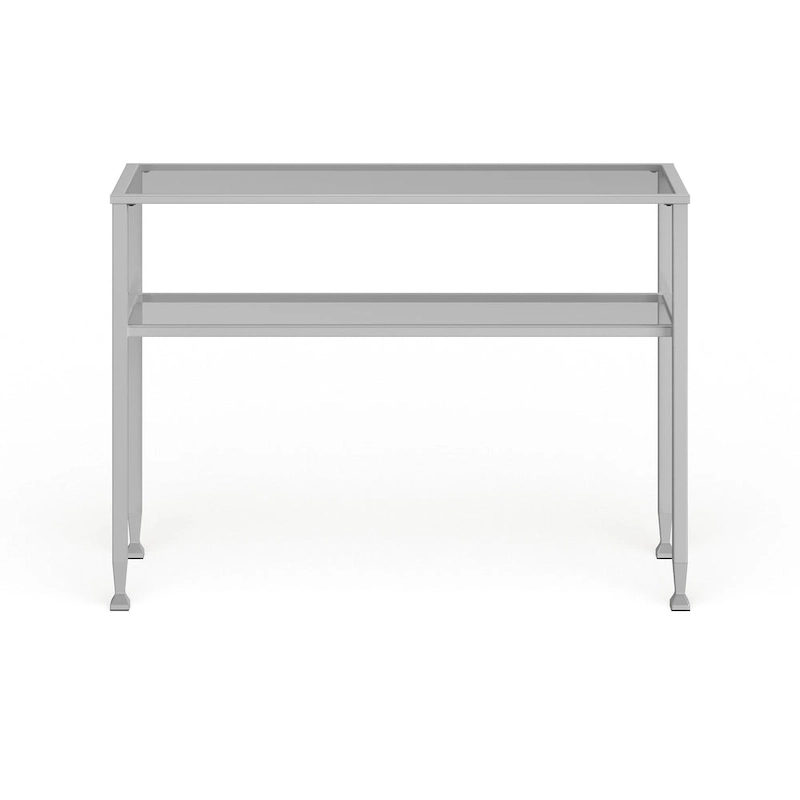 SEI Furniture Price Matte Gold Metal Console Table with Shelf and Tempered Glass