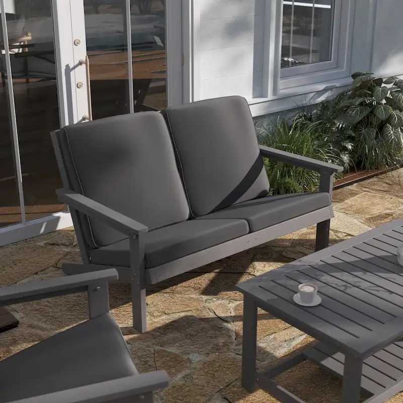 All-Weather Poly Resin Adirondack Loveseat & Cushions