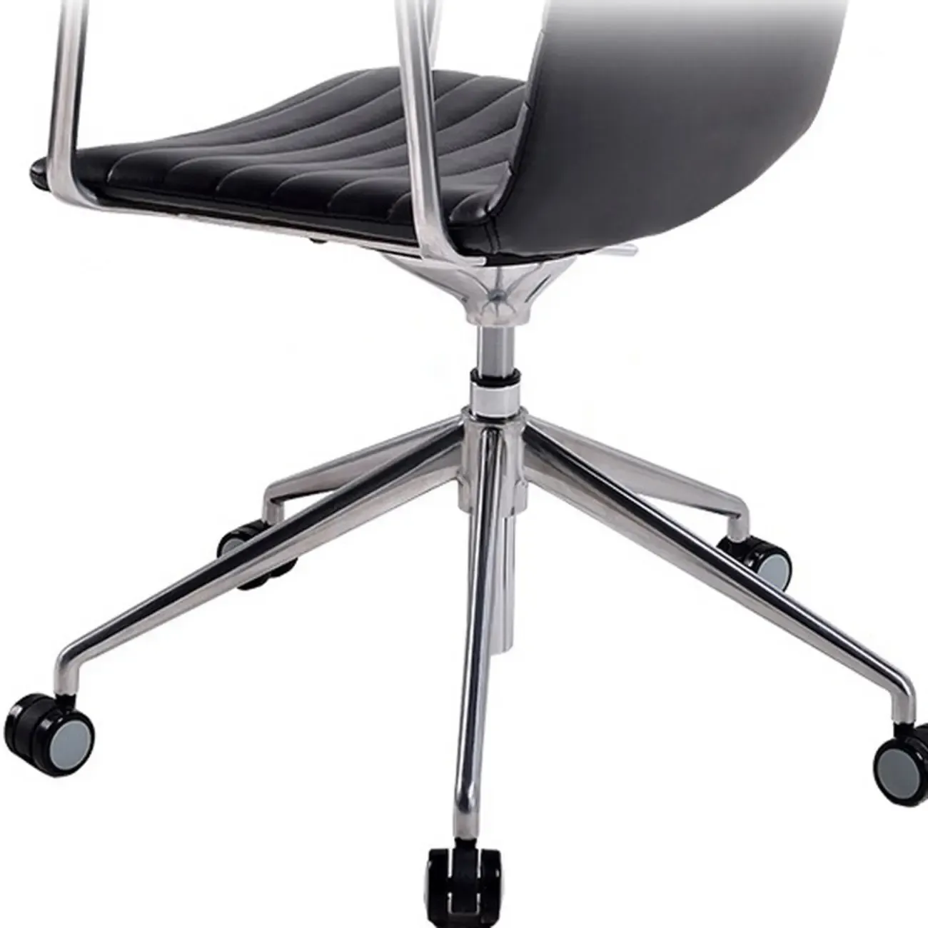 Modern Black Leather Metal Adjustable Swivel Office Chair