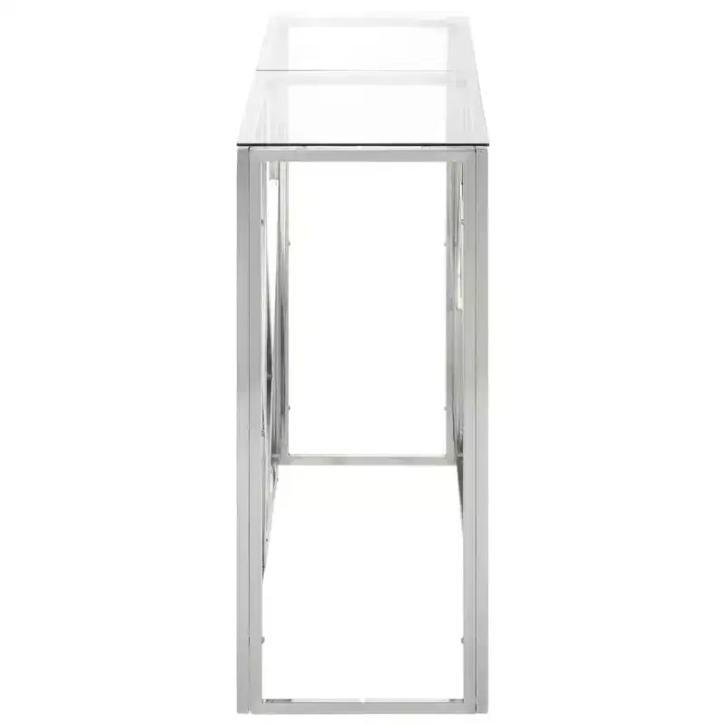 vidaXL Console Table Hallway Living Room Stainless Steel and Tempered Glass