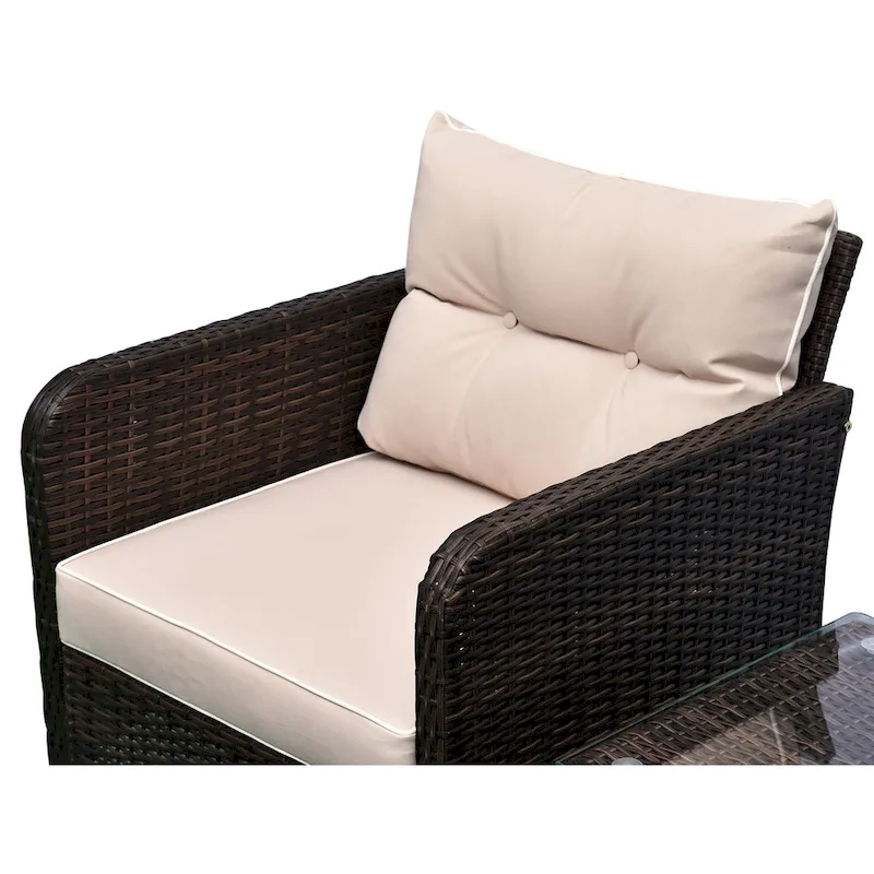 Outsunny 5-piece Wicker Patio Chairs, Ottomans, and Coffee Table Set