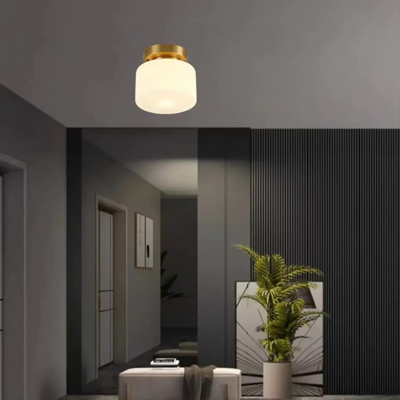 Modern Mini Gold Semi Flush Ceiling Light for Living Room
