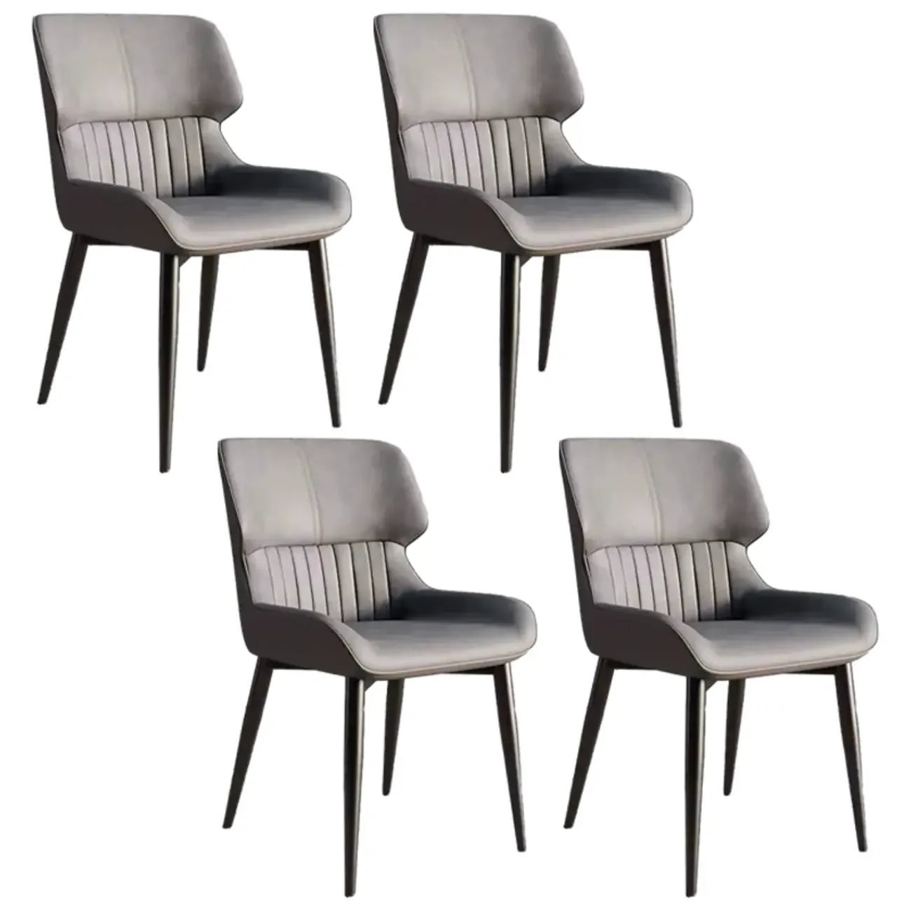 Leather Low Solid Back Armless Dining Side Chair