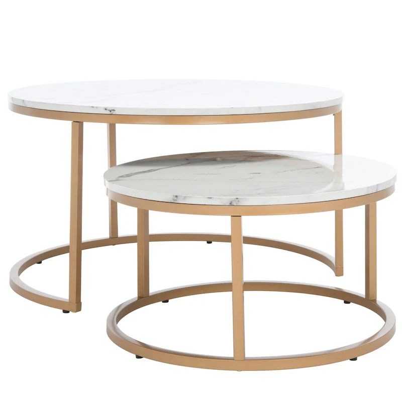 2 Round Nesting Coffee Table - 43 L x 36 D x 18 H - 32Wx32Dx18H