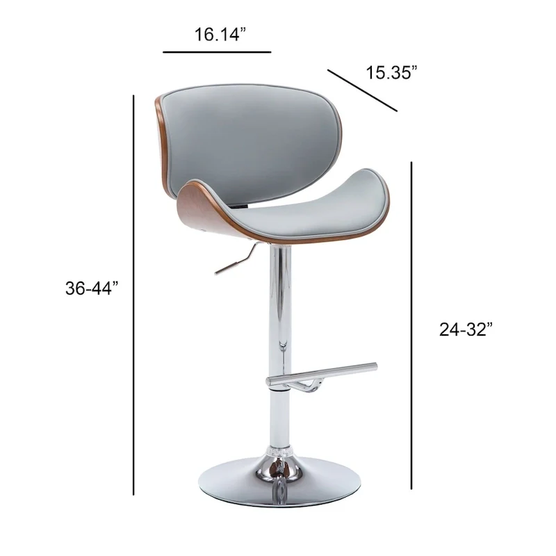 Modern Swivel Walnut Bentwood Adjustable Height Bar Stool