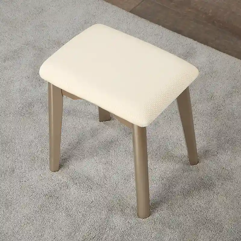 Contemporary Wood Vanity and Stool Set for Bedroom