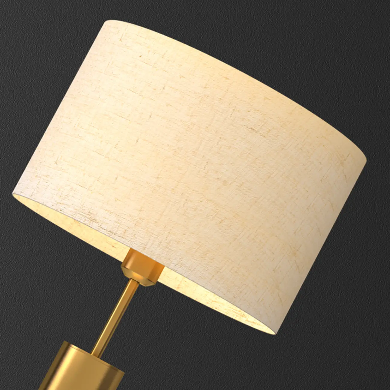 Plug-In Gold Metal Fabric Barrel-Shaped Table Lamp
