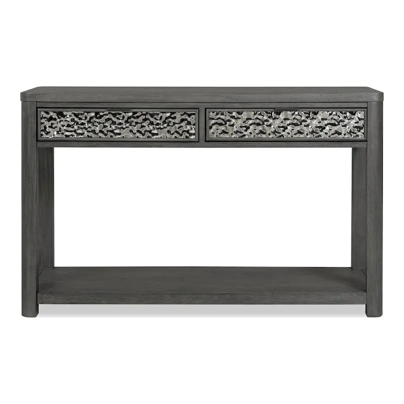 Furniture of America Piez Modern Ash Grey Wood 2-Drawer Sofa Table with Open Shelf