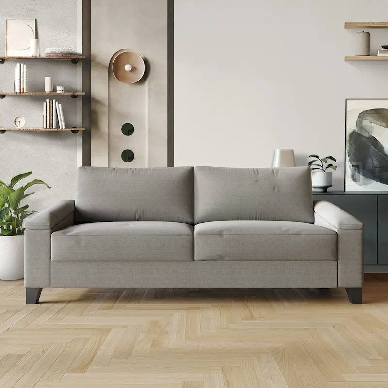 Simple Style Linen Upholstered Sofa