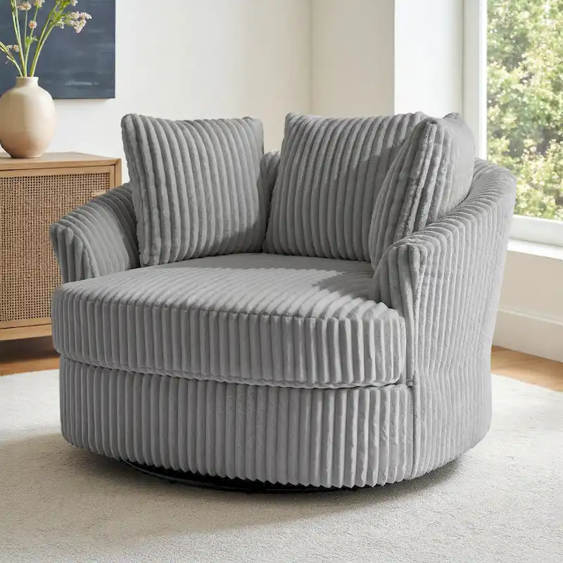 Swivel Tub Chair With Integrated Armrests And Removable, Washable Cover